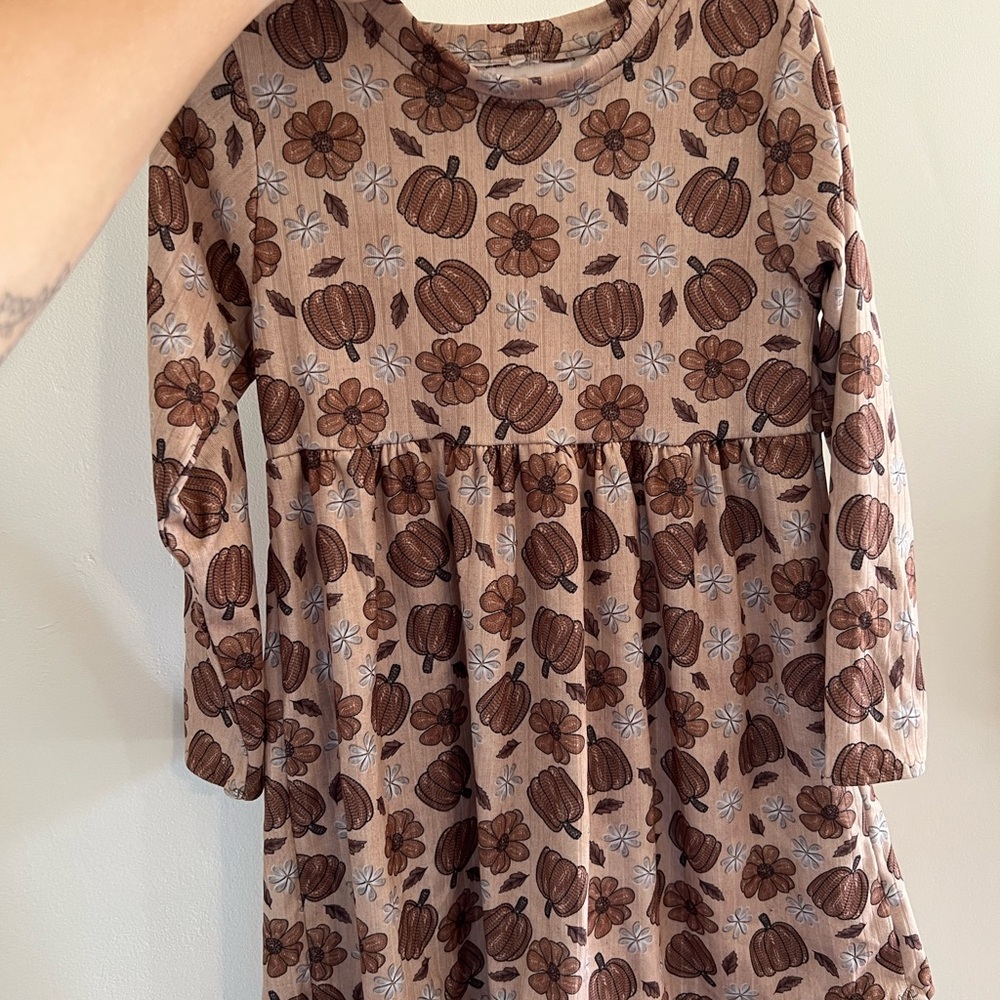 Brown Floral Kids Dress